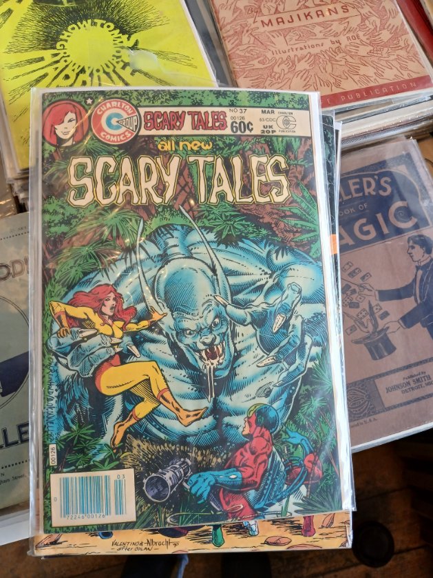2bdpod's tweet photo. Never turn down a used book store, Scary Tales comic covers all week!
March 10, 1983
Scary Tales #37
#comicbookaday #CharltonComics #comics #comicsky #scarytales #BillReinhold #MitchOConnell https://t.co/w8fDwFuOiI