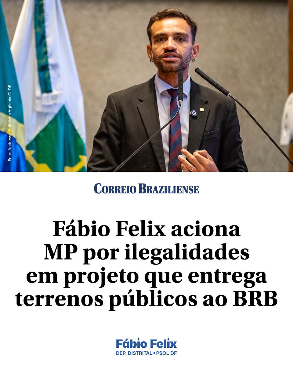 Protocolamos uma representação no Ministério Público pedindo que o órgão acompanhe de perto a lei que permite usar imóveis públicos para cobrir parte do rombo causado por negócios do BRB com o Banco Master.