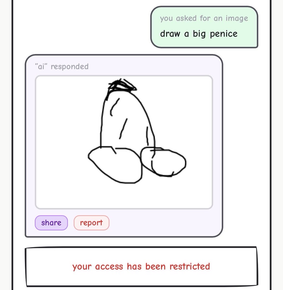 everybody talking about yaoi is fine but i ask “draw a big penice” as a joke and get restricted ok #youraislopboresme