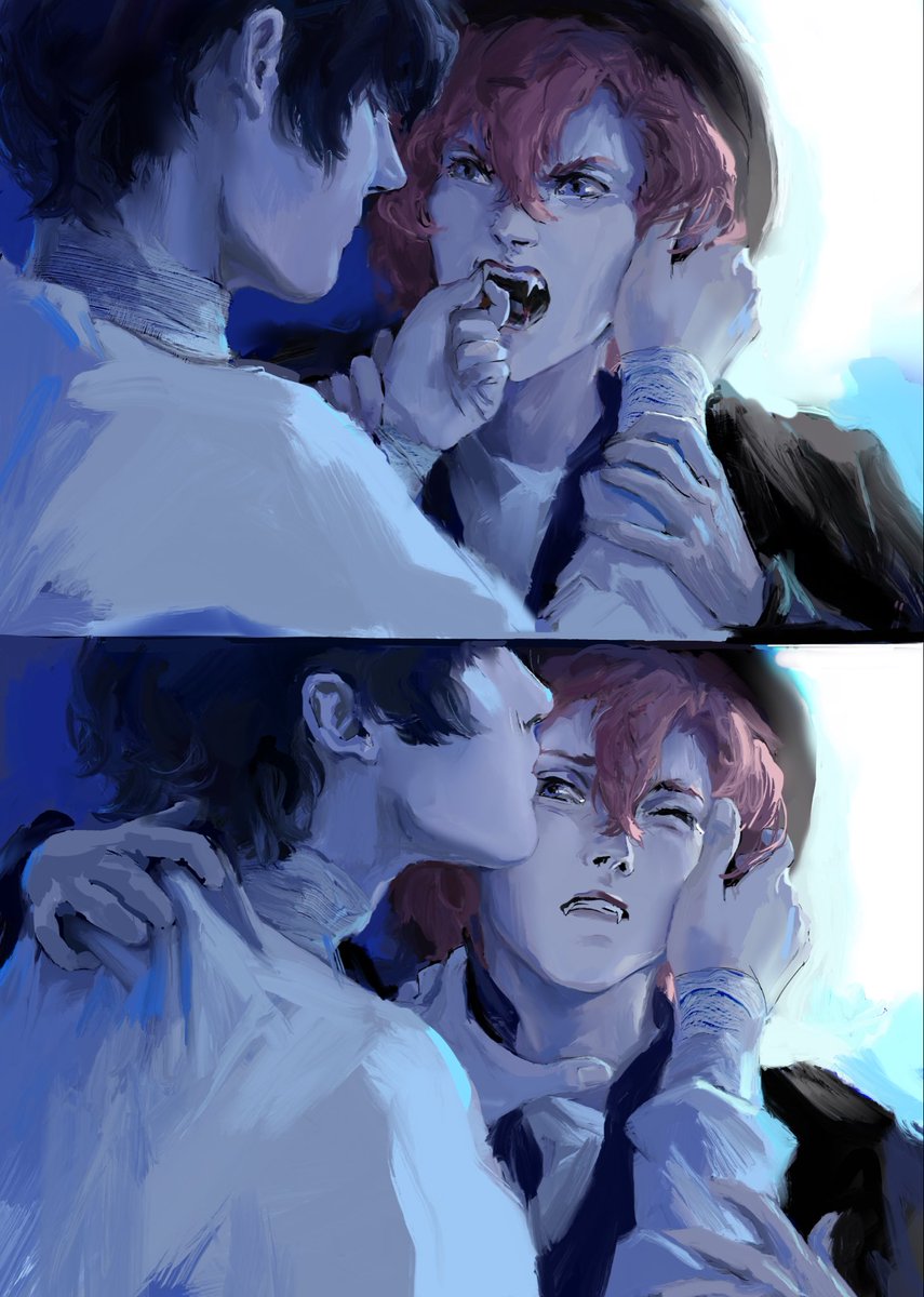tasya_BEZNADEGA's tweet photo. #soukoku #skk #bungoustraydogs #bsd #fanart vampire kiss https://t.co/hTz7SlVYYi