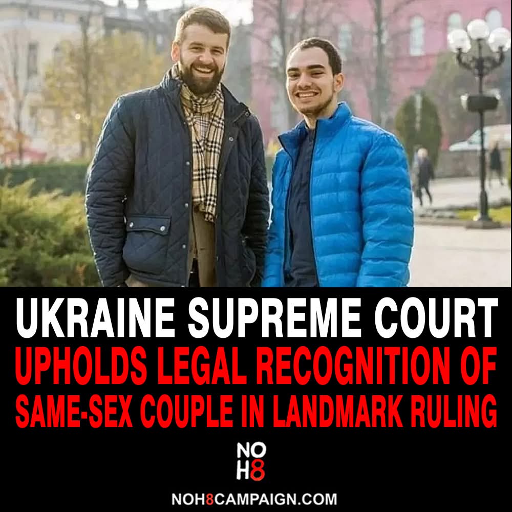 NOH8Campaign's tweet photo. The Supreme Court of Ukraine upheld a lower court's ruling, confirming that Zoryan Kis and Tymur Levchuk’s relationship is legally recognized as a family, rejecting a formal appeal and setting historic precedent #NOH8 https://t.co/O9lVpQkyM9
