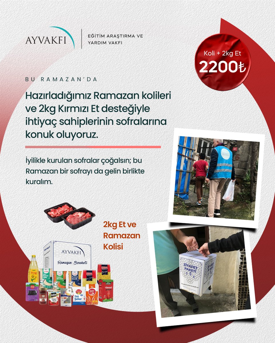 AYVAKFI's tweet photo. Bu Ramazan, Ay Vakfı olarak iyiliği paylaşıyor ve yardımlaşmanın bereketiyle sofralara konuk oluyoruz. 

#ayvakfı #ramazan https://t.co/DeDDxtqUp6