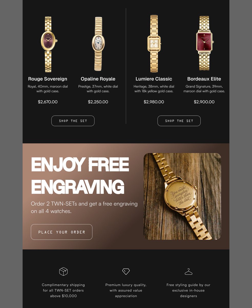 _henaaa's tweet photo. First email design this week is for a luxury wristwatch brand called Timelapse🚧 https://t.co/3JbN0FiaGq