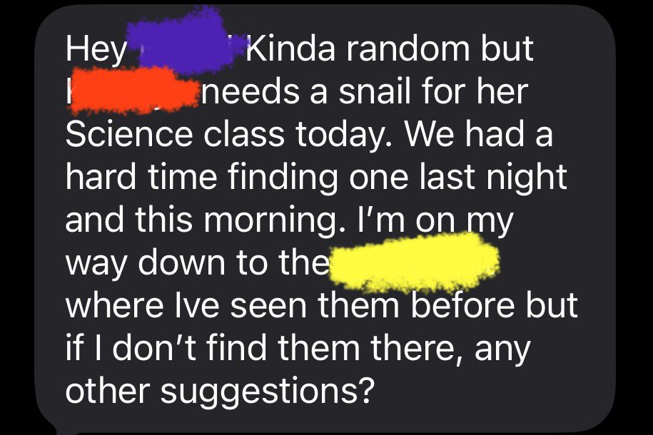 In my neighborhood I’m known to be the animal/bug guy, so I randomly get texts like this 😭😭😭