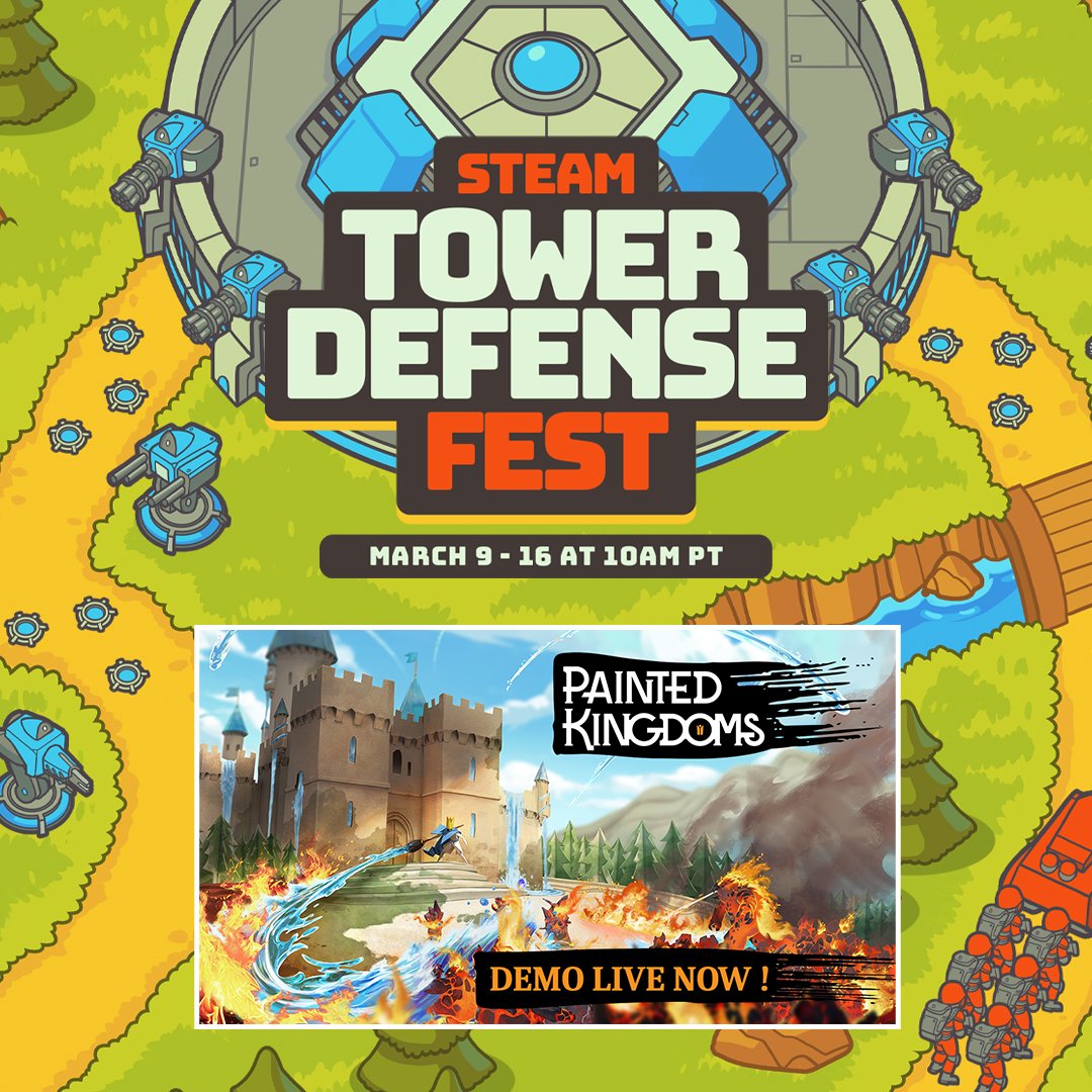 HectiqGames's tweet photo. 4 days ago we revealed Painted Kingdoms at Les Pégases. 1000+ players, 2000+ wishlists. We're still a bit speechless.
Tonight we're joining the Steam Tower Defense Festival.
Demo is live. Let's go. Thank you all for this.
#GameDev #IndieGame #DemoLive #TowerDefense https://t.co/ZD2JziXzBo