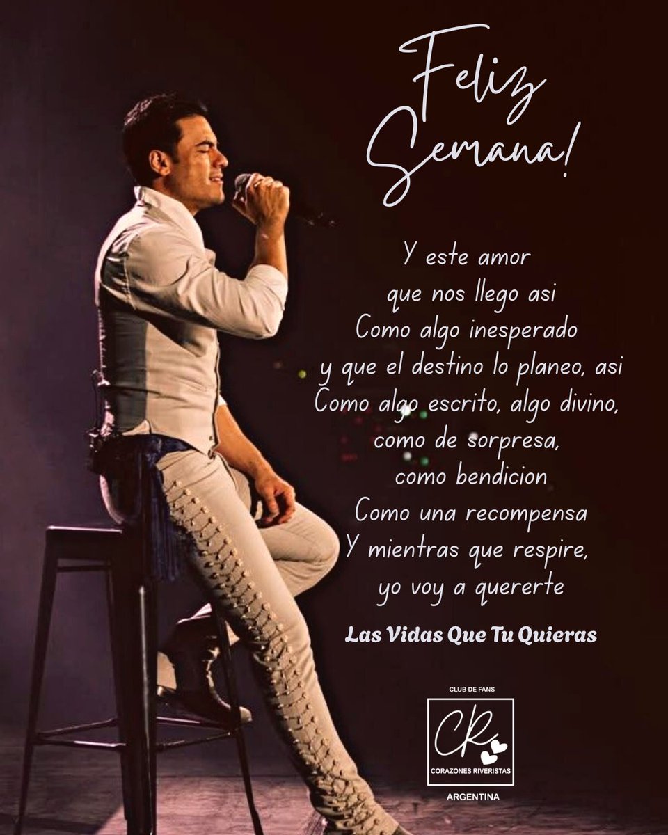 corazonesRArg's tweet photo. Que Tu semana sea tan hermosa como cada canción del último álbum de nuestro amado @_CarlosRivera
Ya escuchaste #VidaMéxico ?
Tenes una canción favorita?

Las Vidas Que Tu Quieras  es sin dudas una de las más bellas!

#CorazonesRiveristasArg💕🇦🇷
#CorazonesRiveristas💕🇨🇱🇦🇷🇲🇽 https://t.co/PqdFDTvRKi