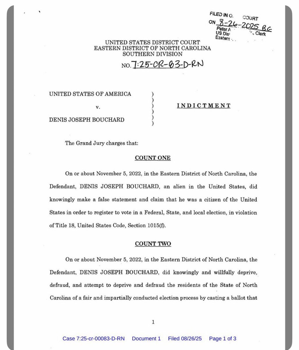 A Canadian citizen Denis Bouchard just pleaded  GUILTY to voting in multiple US elections in NC despite not being a citizen.

How? By simply being asked to check a box that you’re a citizen.