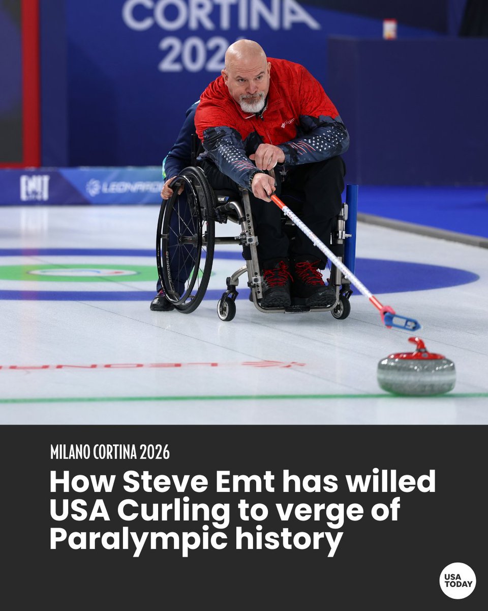 usatodaysports's tweet photo. Steve Emt is pushing Team USA to the brink of its first Paralympic wheelchair curling medal.

Here's how Emt is one step closer to his ultimate goal. https://t.co/XpQsx1kZxX

📷: Maja Hitij/Getty Images https://t.co/bz7eLdmKns