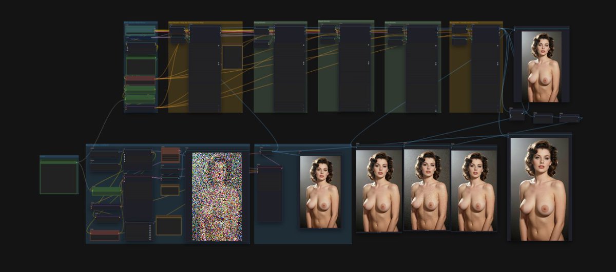 PromptModels's tweet photo. 🔥 El santo grial de la generación sin censura: Anatomía y detalles perfectos.

Si la IA te arruina los detalles al generar contenido +18, acabo de liberar la solución. Armé este pipeline masivo en ComfyUI que usa modelos de detección regional para ir directo a corregir y detallar automáticamente rostros, ojos y zonas NSFW específicas. Cero piel de plástico, 100% textura y grano.

🛑 Disclaimer: Yo comparto la ingeniería y los nodos. Lo que generes con esta herramienta es absoluta responsabilidad tuya.
