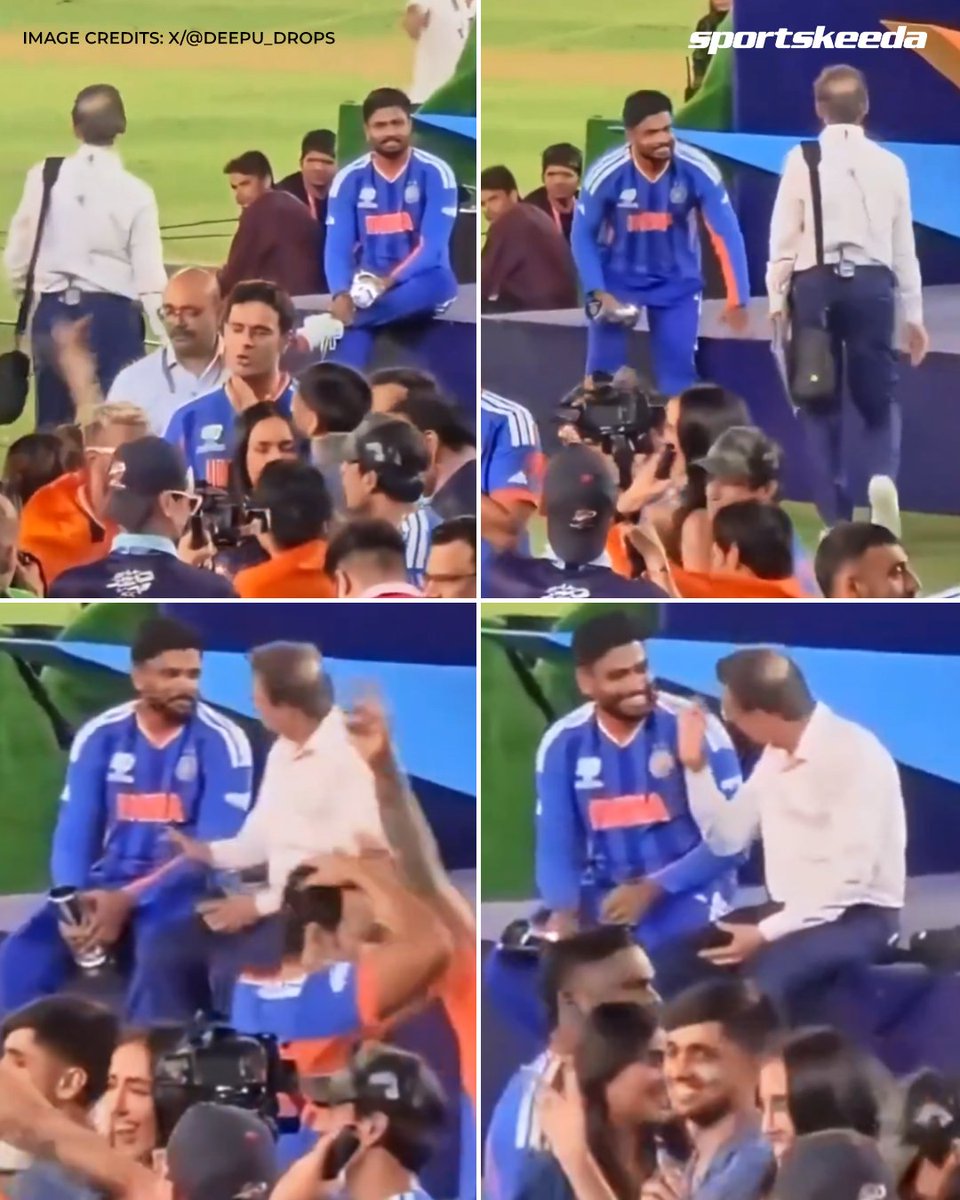 Sportskeeda's tweet image. Sanju Samson invites Harsha Bhogle to sit with him and shares a warm conversation. ❤️🇮🇳🤝

#INDvNZ #Ahmedabad #T20WorldCup #Sportskeeda