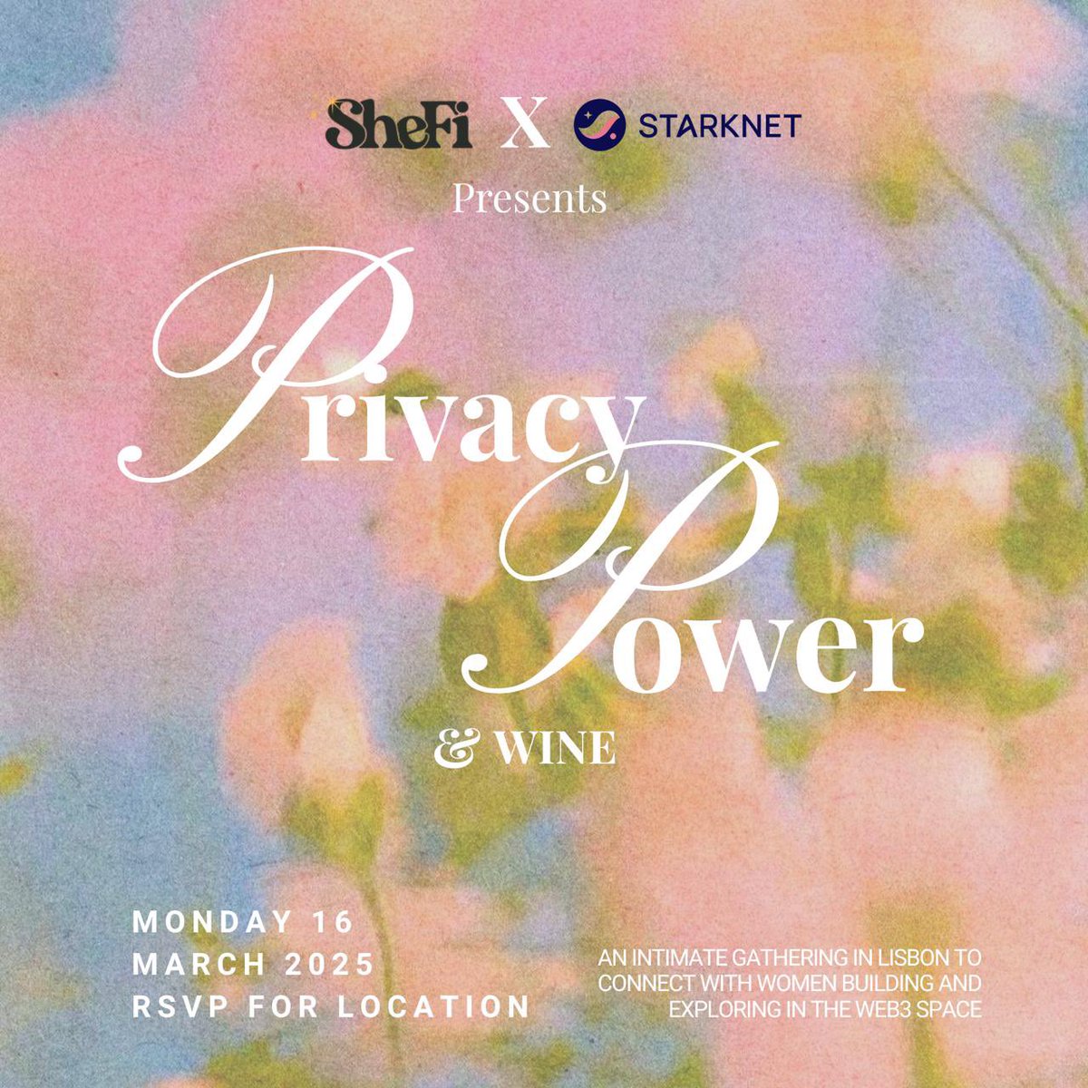 angela_s_n's tweet photo. I’m currently obsessed with @shefiorg events!

Next week, the @StarknetFndn is hosting the SheFi Lisbon community in our office in Chiado!

Join myself and @annaktobin in learning about Privacy in Web3, ft. wine, drinks and nibbles. 

link in thread! 👇 https://t.co/bJ8WbkLYWY