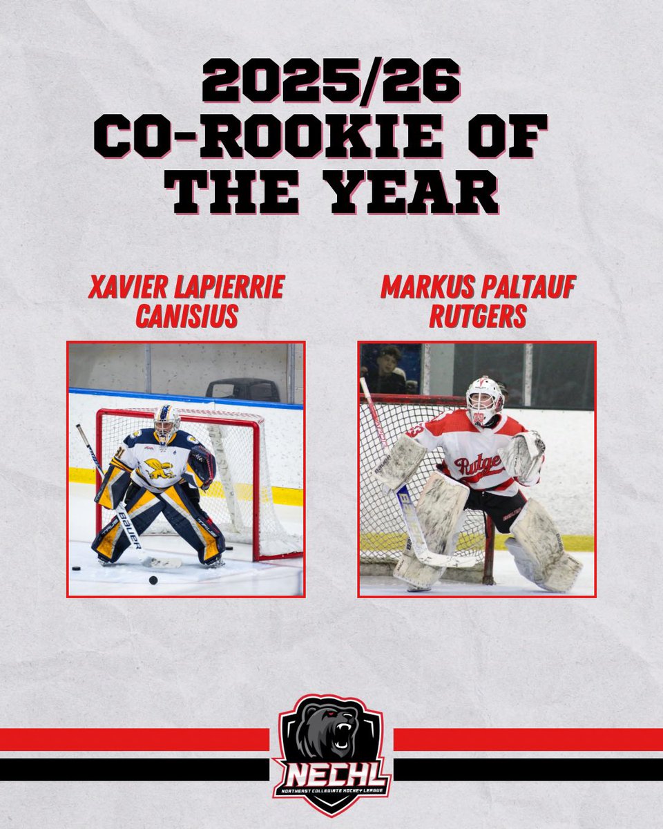 Here are your 2025/26 #nechl All-Conference teams and Rookies of the year.