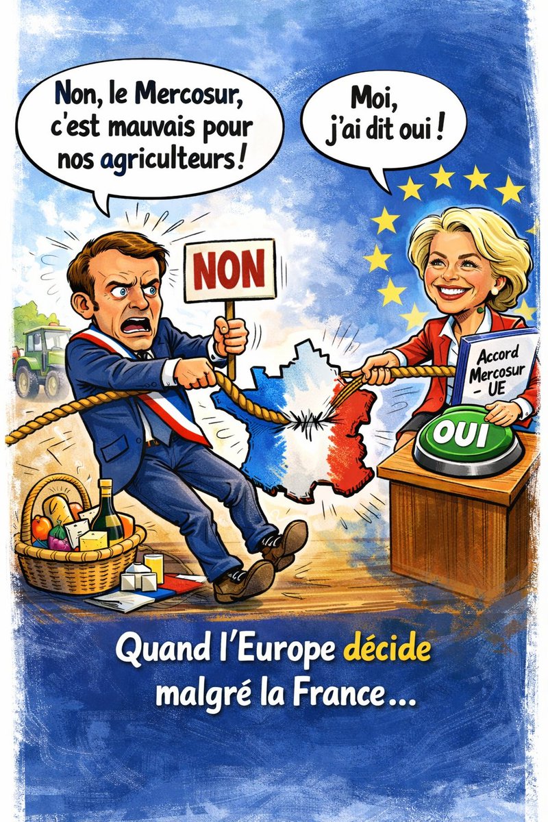 LaTeamFrExit's tweet photo. La France dit NON au Mercosur.
Mais Ursula Von der Leyen dit OUI.
Donc au final… qui décide vraiment pour nos agriculteurs ? 🇫🇷🌾
#asselineau #upr #frexit #mercosur https://t.co/mj9n9o0fXp