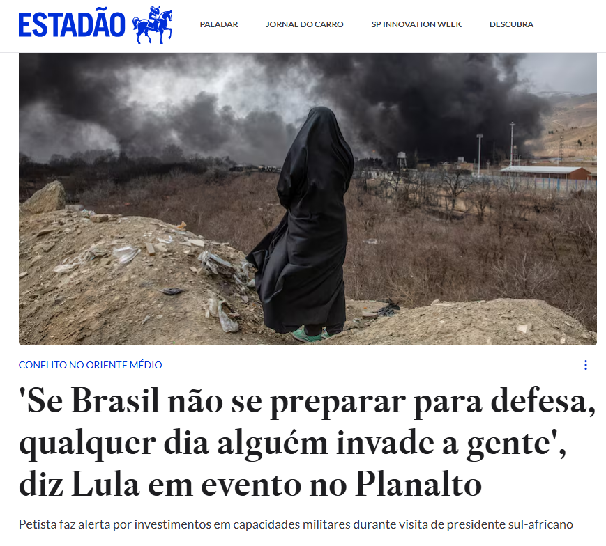 WDourado's tweet photo. Concordo com o Presidente Lula. O Brasil precisa de um plano de defesa do seu território e de seus interesses urgentemente. https://t.co/LPkUCVjq4A