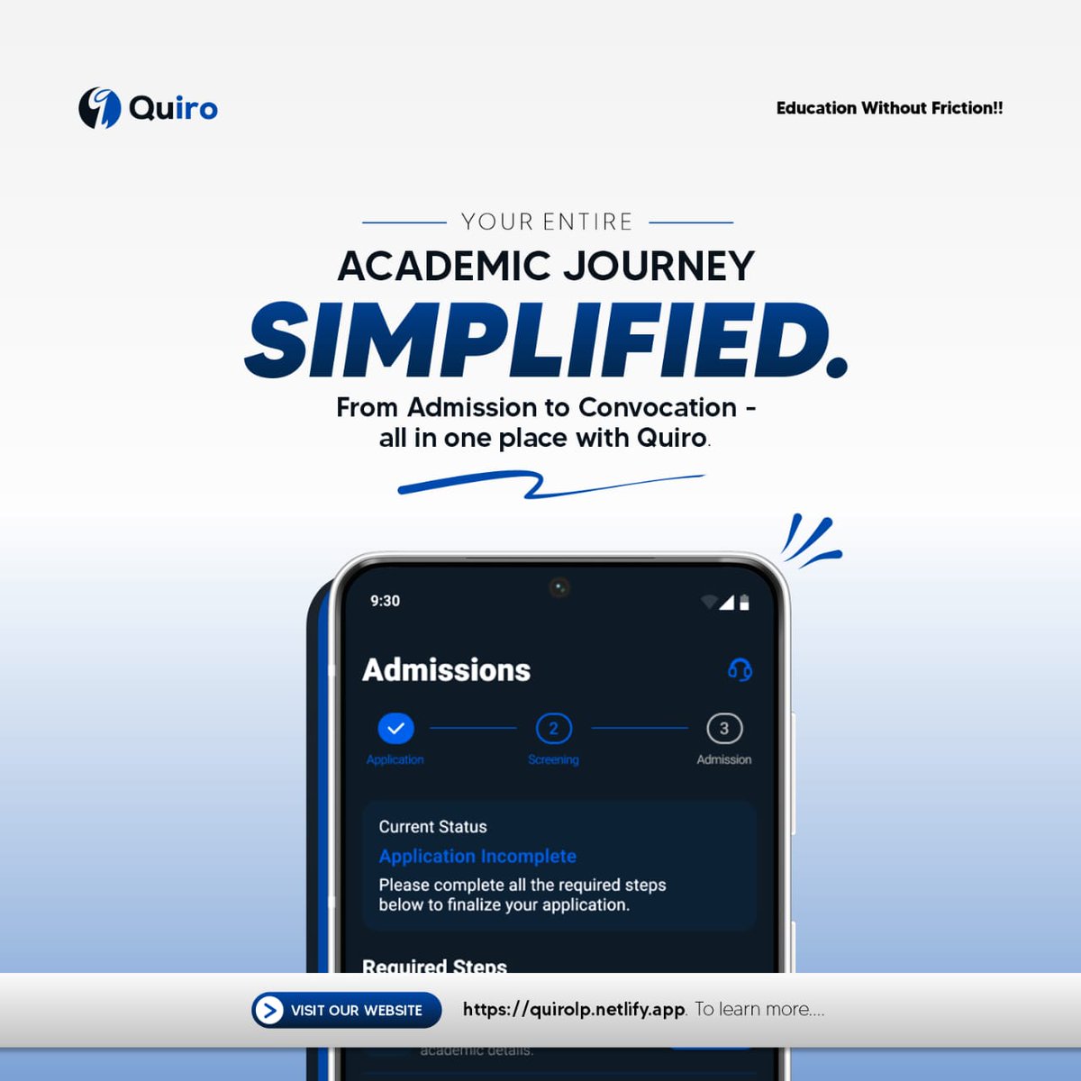 QuiroHq's tweet photo. Introducing seamless interactions across all stages in all locations. From admission to convocation all with ease on one app.
#edtech
#embeddedfintech
#ai
#UMS
#mobile
#saas
#infrastructure https://t.co/7wh5VzcSWZ