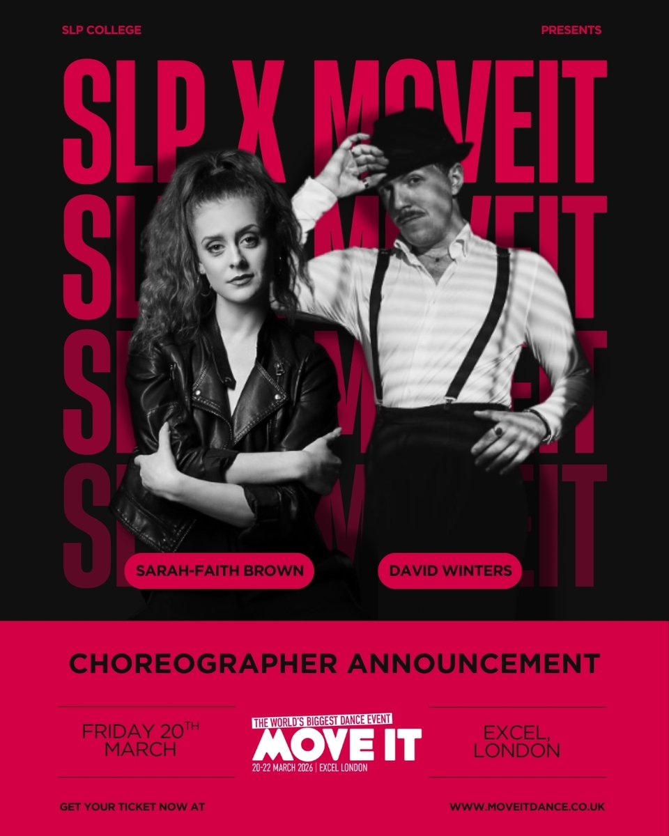 SLPCollege's tweet image. CHOREOGRAPHER ANNOUNCEMENT! ⚡

Our first MOVEIT Main Stage performance has been choreographed by our amazing @sarahfaithbrown and @davidwinters_ 

Catch us on Friday 20th March, slot 2!

#MOVEIT #MOVEIT2026 #SLPCollege #MusicalTheatre #Dance