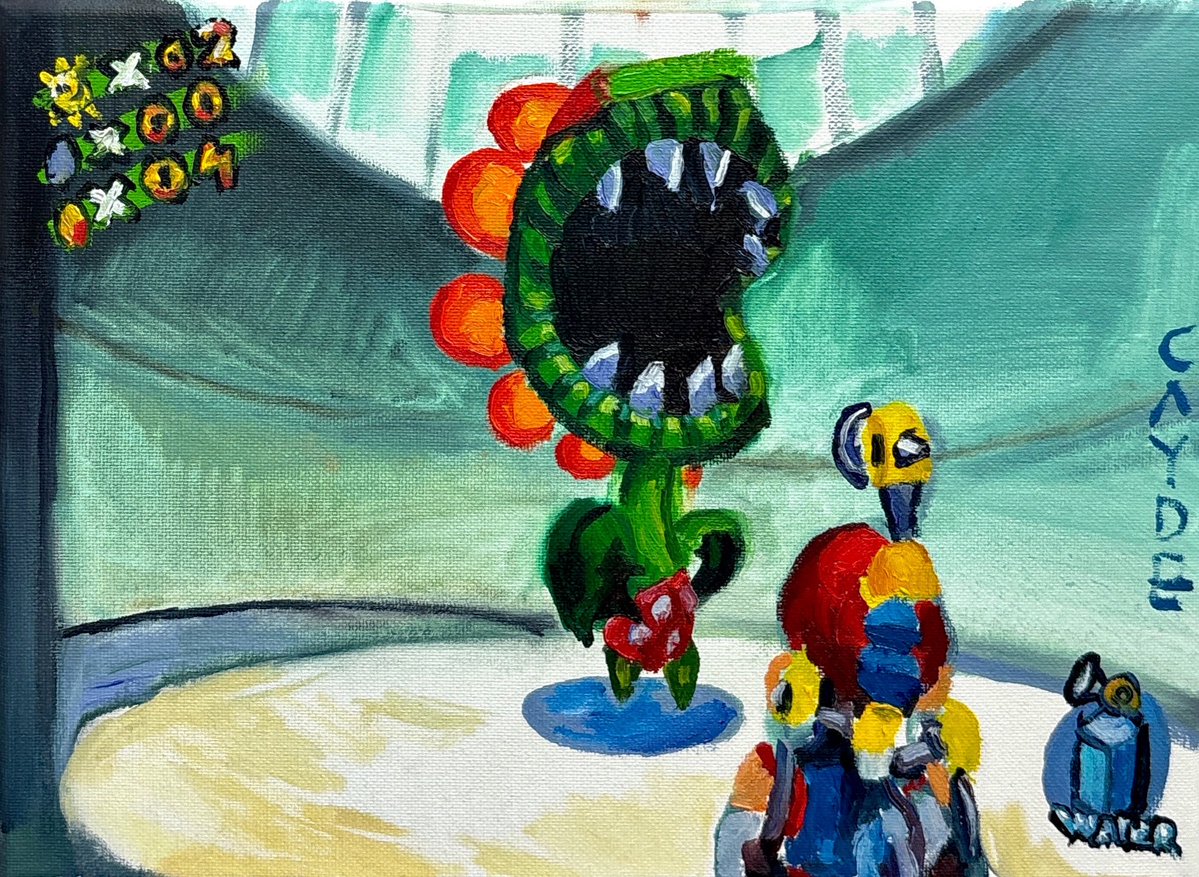 Here’s an oil painting I made of Super Mario Sunshine