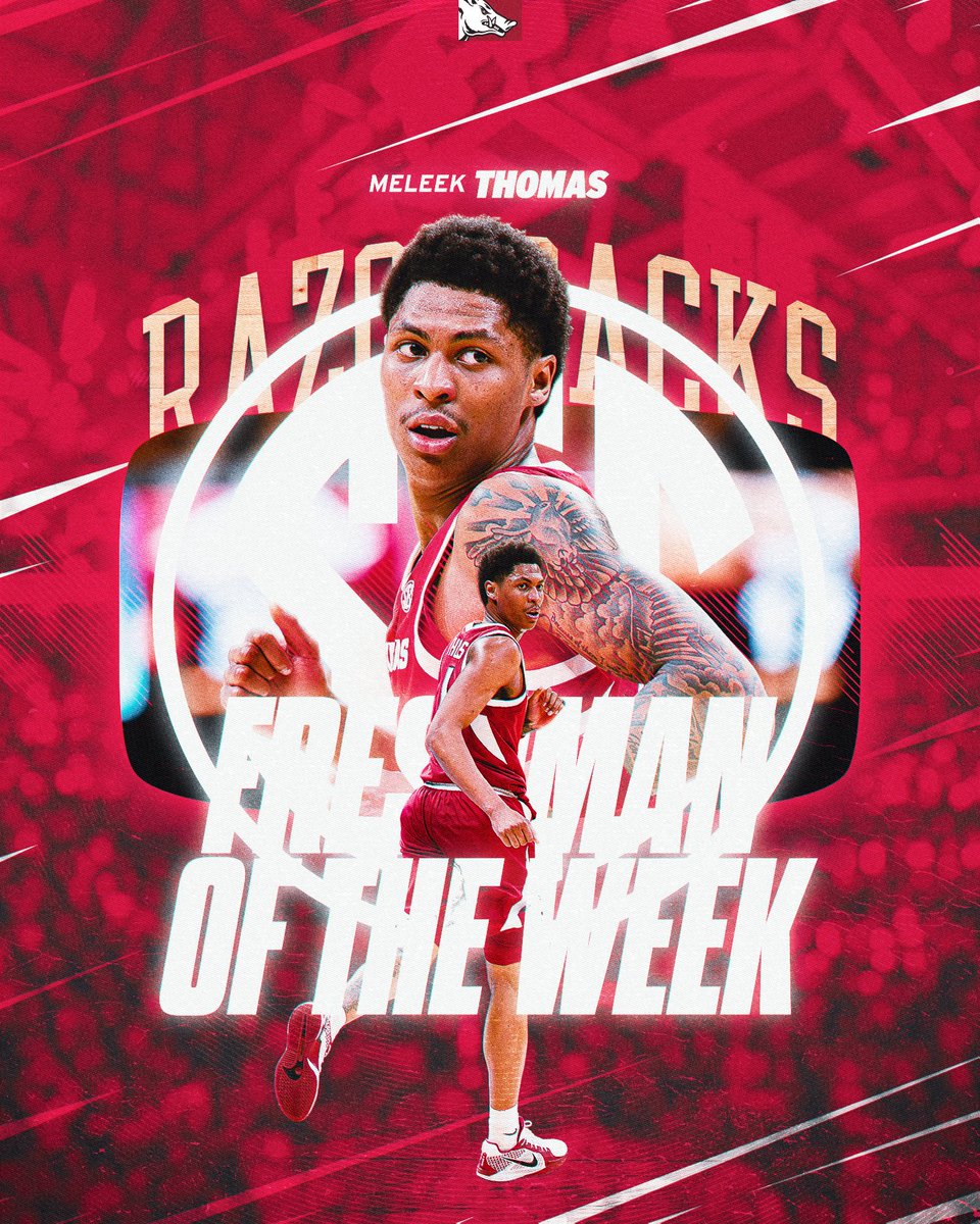 RazorbackMBB's tweet image. Meleek Thomas is your SEC Freshman of the Week following a career-high 30-point performance at Missouri. 🔥