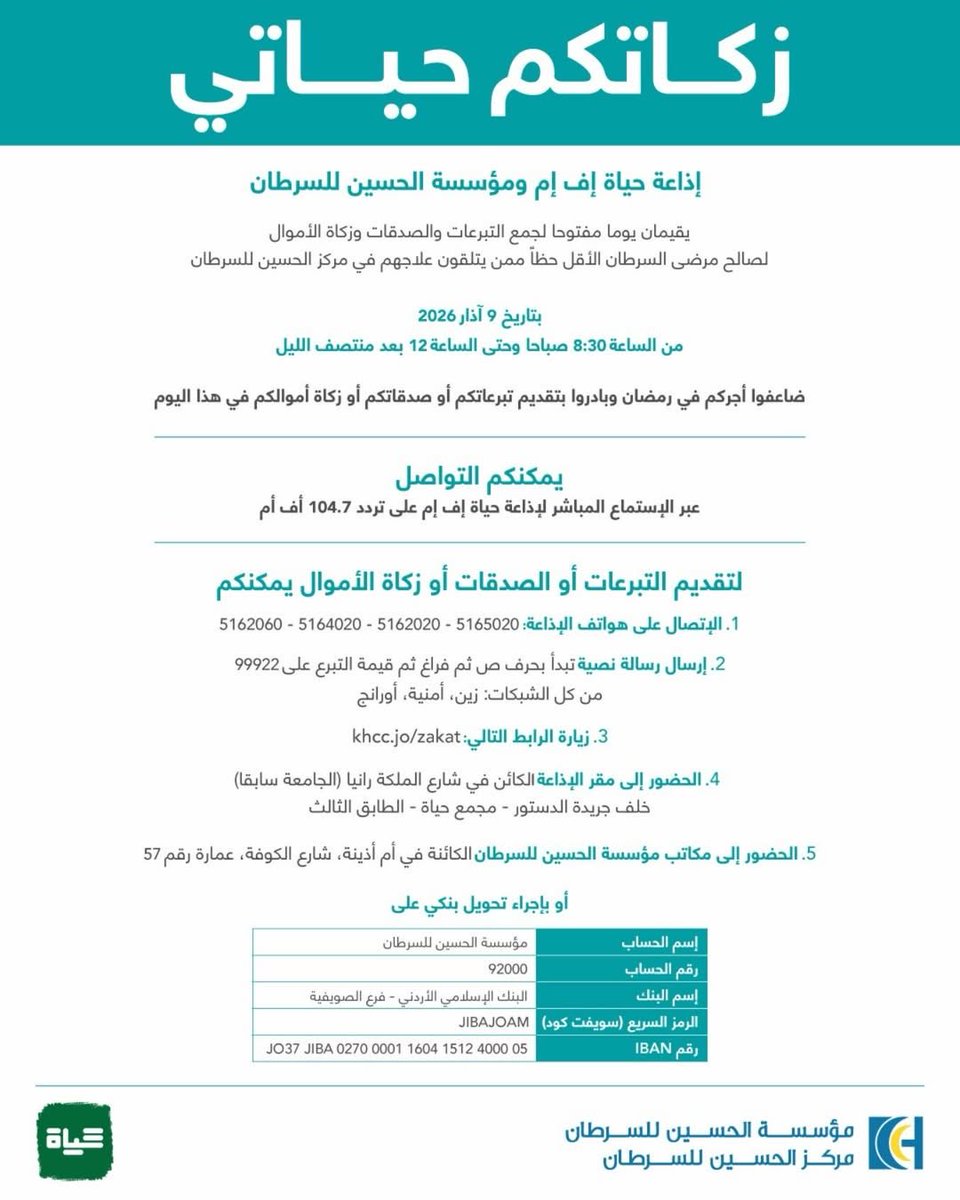 مؤسسة ومركز الحسين للسرطان tweet media