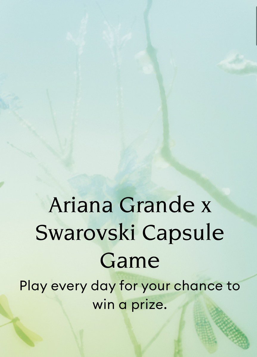 ariana grande y swarovski se unieron para lanzar una dinámica donde puedes ganar piezas de colecciones pasadas de ariana y boletos para su gira “the eternal sunshine tour”.

esta dinámica NO está disponible en méxico.