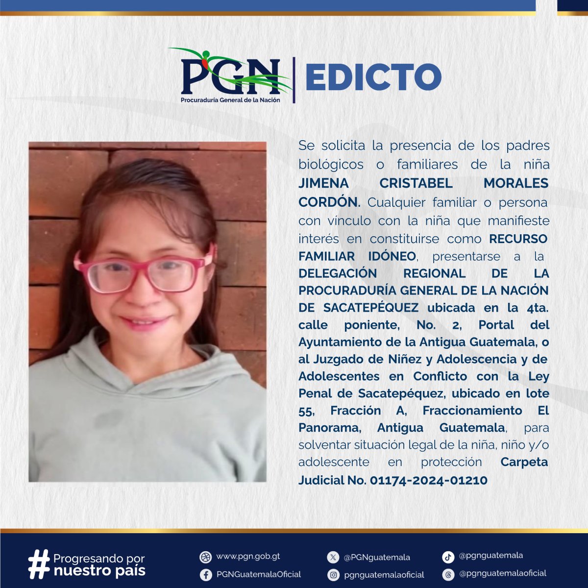 Tu ayuda es importante, comparte la imagen para encontrar un familiar. #Edicto #PGN