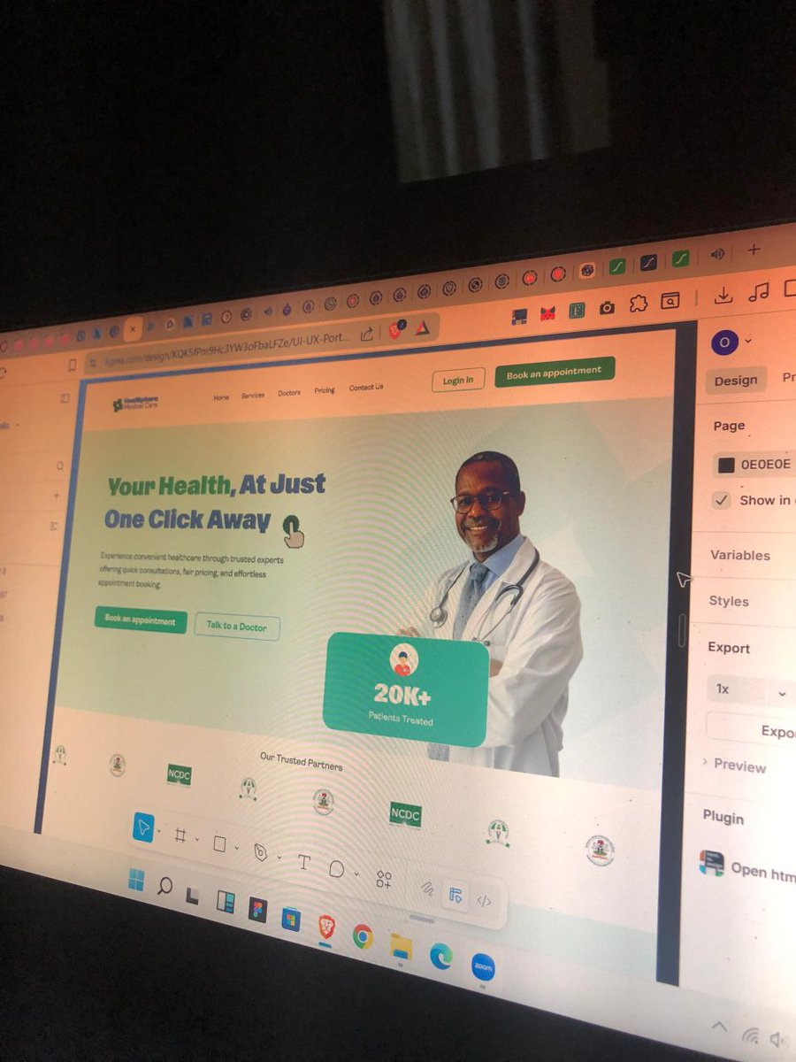 OlorunfemiDan17's tweet image. First time sharing my UI/UX Design🫣.

Designed this healthcare platform with a focus on making booking a doctor simple and fast.

Still growing and improving every day. Feedback welcome.

View Hero Section Animation and prototype😌👇👇
#UIUXDesign #ProductDesign #DesignInPublic