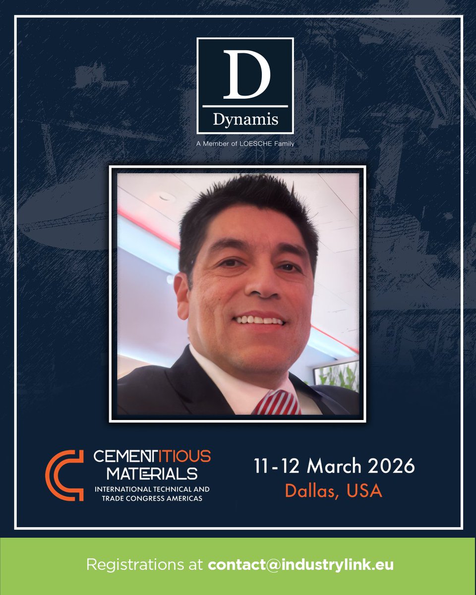 Dynamis will be represented by William Ciro (<a href="/william/">William</a>.ciro ), from US, at the 2026 Cementitious Materials Congress Americas, who will present the ABCs of Carbon Reduction Roadmap.

Join us at the event and access dynamis-br.com/c-clay-calcine… for more.

#DYNAMIS #LOESCHE #cclay