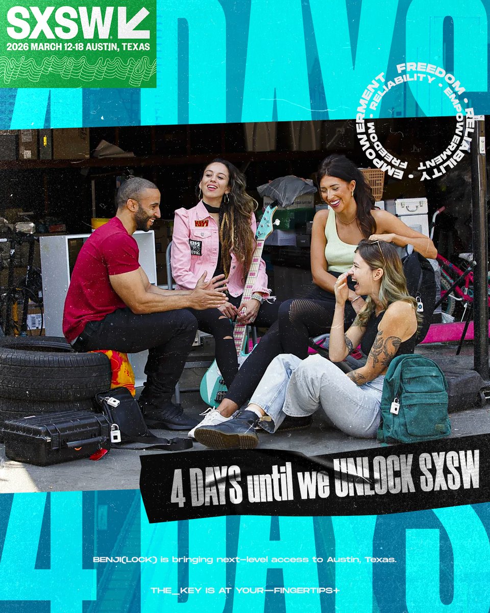 BenjiLock's tweet image. 📢 @BenjiLock is 4 days away from redefining access!

⌛ @sxsw — the countdown is ON…
📍 Haven’t secured your spot yet? ⏬
🔗 bit.ly/3NpLxza 
🔐 Next-level innovation.

🗯️ #BenjiLock x #SXSW 📣

🌐 The 🔑 is at Your Fingertips—That’s it. ✅

🗣 #UnlockYourPotential 🔥