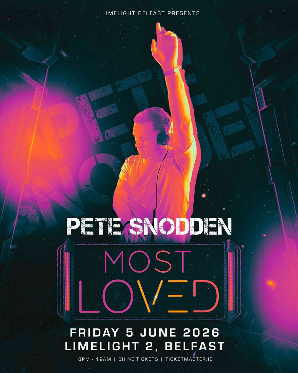ontourNI's tweet photo. LIMELIGHT BELFAST PRESENTS: 

PETE SNODDEN 

MOST LOVED 

FRIDAY 5 JUNE 2026
LIMELIGHT 2, BELFAST
 
TICKETS ON SALE WEDNESDAY AT 12NOON VIA https://t.co/B25TfCwJJy &amp; https://t.co/5jUOXauvKN https://t.co/a6fh0RJxk8