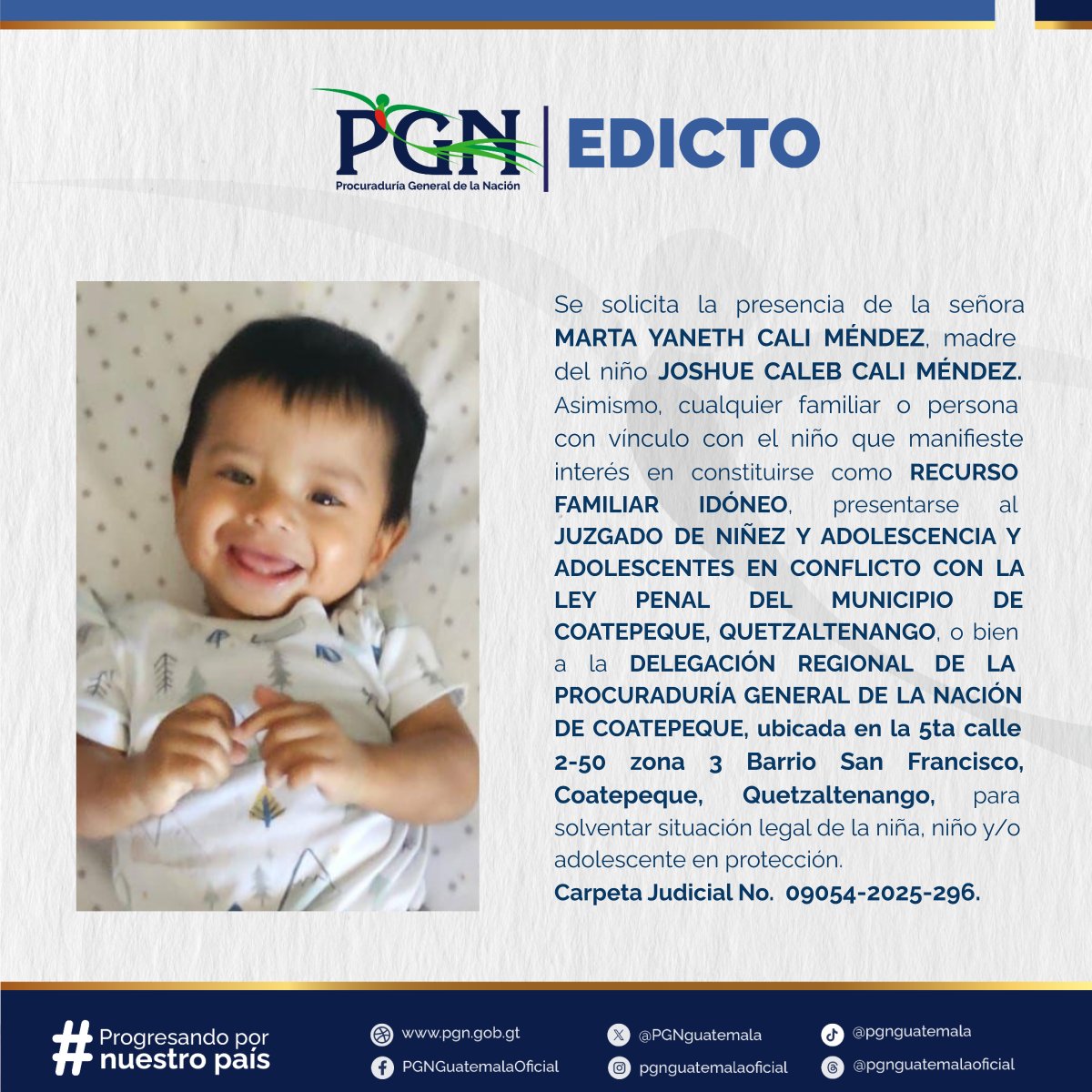 Tu ayuda es importante, comparte la imagen para encontrar un familiar. #Edicto #PGN