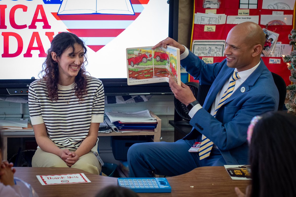 PetheAJ's tweet photo. First graders bring so much excitement to story time. Last Friday I celebrated Read Across America at Bissonet Plaza School in @JPschools. Also, great to see a future teacher from @UNO_SoE reading to Ms. Kesterman’s class and inspiring young readers. https://t.co/Lzykrhf1we