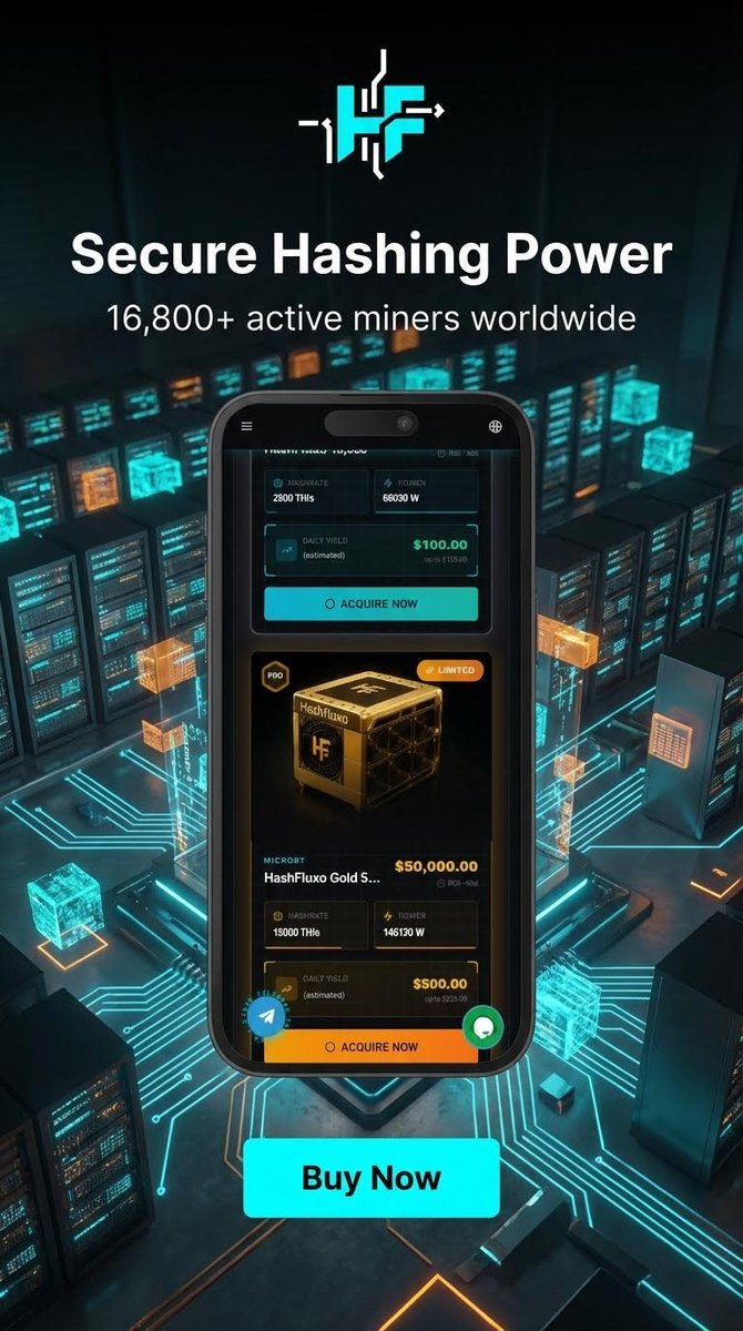 NFTMasterpiece's tweet image. X :- @hashfluxo
Own the hardware.
We handle the infrastructure.
Host your miners.
Earn Bitcoin. Every day. 

#BitcoinMining #BTC #DigitalInfrastructure #Hashfluxo