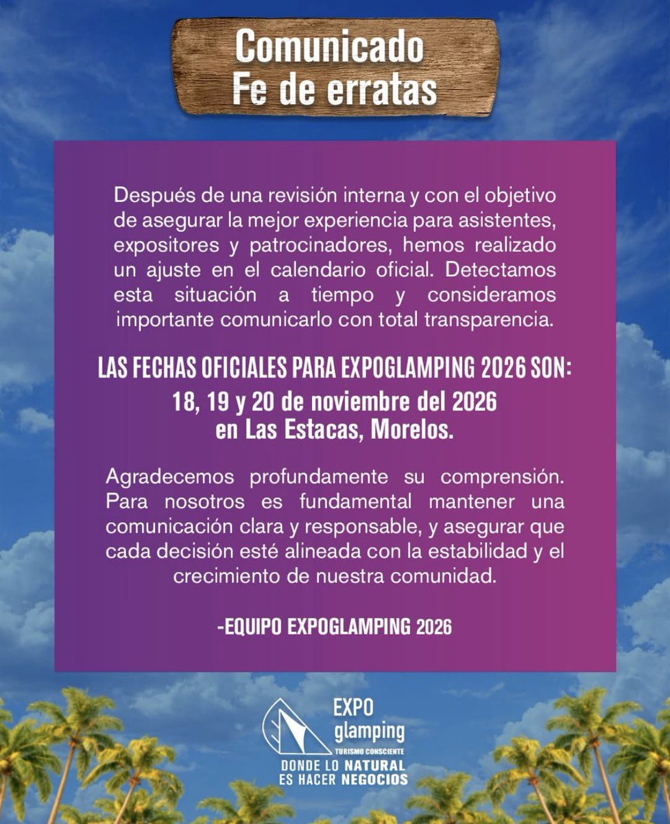 ExclusiveTents's tweet photo. Hey guys, just wanted to update you on the Expo Glamping Show in Mexico 🇲🇽. The dates have changed to later this year. Here is an updated flyer on those dates in both English and Spanish: https://t.co/TUitYBEifG