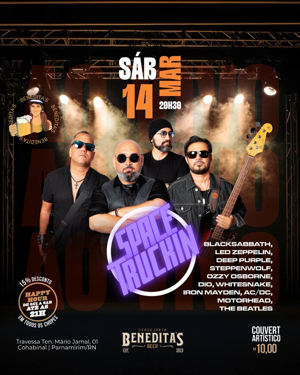 O happy hour começa as 19h e vai até 21h, visse? Boragir!  🍻 

#cervejariaBeneditas #bebalocal #potiguar #parnamirim #rn #natal #cerveja #artesanal #cervejaartesanal #karaoke