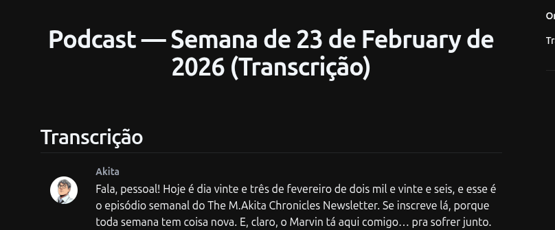 reginaldosnunes's tweet photo. @AkitaOnRails o episodio de fevereiro está apenas com a transcrição tanto no site quanto no rss.

https://t.co/IlNcugmBTd https://t.co/32ovOE1wtf