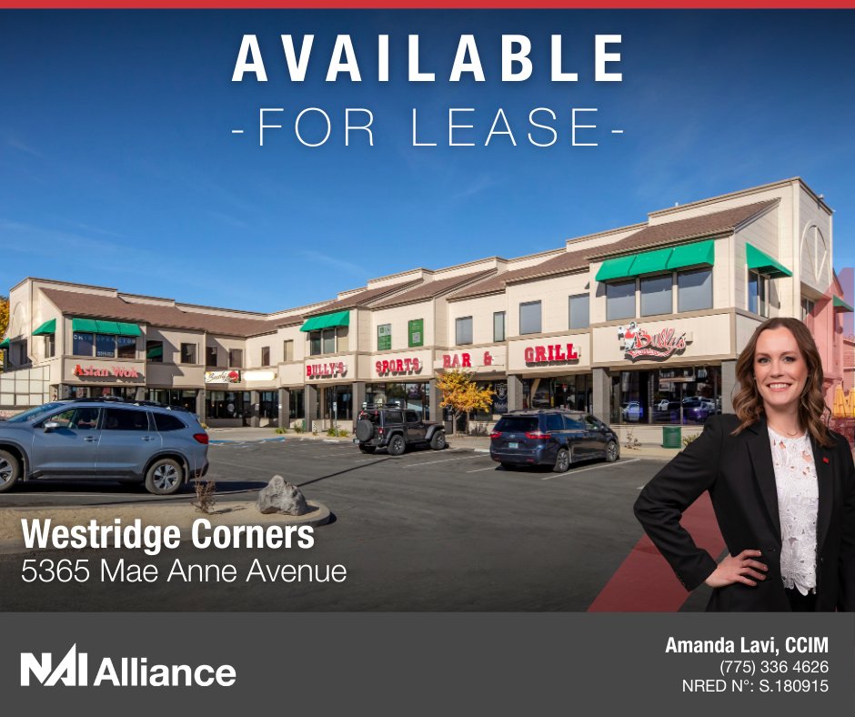 FOR LEASE | Westridge Corners

📍 5365 Mae Anne Avenue
📏 ±254 - 2,688 SF

Westridge Corners has the space you've been looking for. Whether you're looking for retail or office space, we have a variety of floor plans available and ready for occupancy.

#ForLease #NAIAlliance #CCIM
