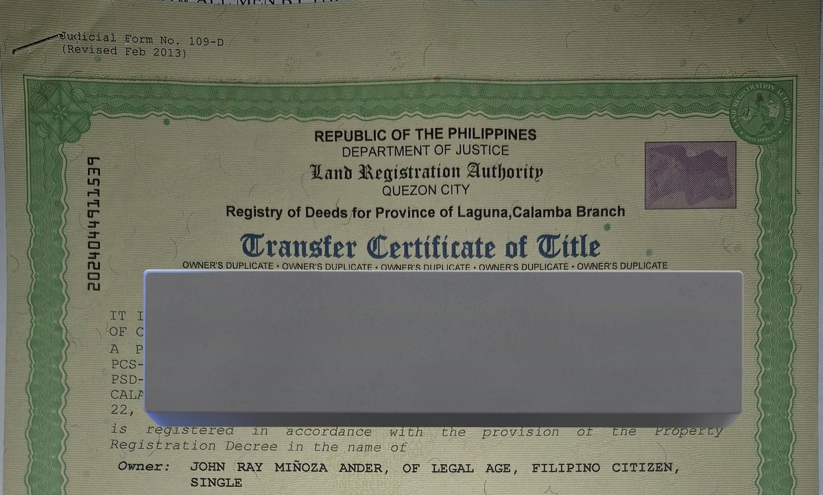 JohRMAnder's tweet photo. On serious life matters:
Got my apartments's land title. Then mortgaged the property to payoff my utang to ate and mommy. Long story short, pinautang nila ako to fully paid the property para matransfer yung title sa name ko. So im a property owner na 😊 need to pay for 5 years. https://t.co/Rrico84hxg