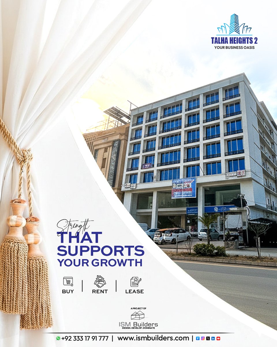 ISMBuilders's tweet image. Built Strong. Built Smart.
Strength that supports your growth

📞 For Inquiries: +92-333-1791777
🌐 ismbuilders.com

#TalhaHeights2 #ISMBuilders #CommercialProject #BuyLeaseRent #RealEstatePakistan  #InvestmentOpportunity #BusinessHub #PrimeLocation #OfficeSpace #Retail