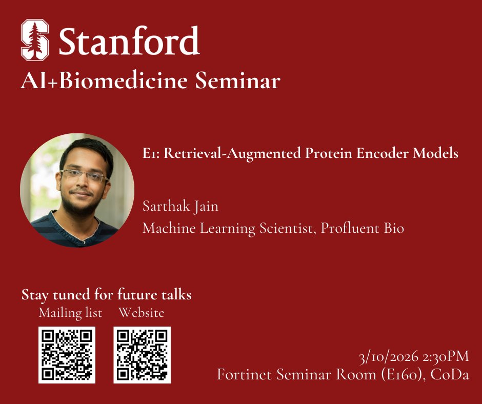 Stanford AI+Biomedicine Seminar tweet media