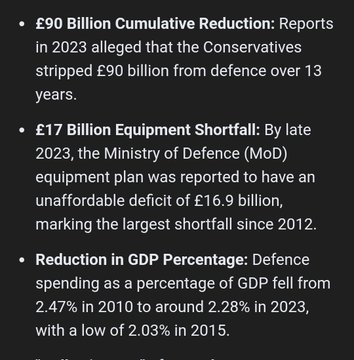 jdpoc's tweet photo. Tories are still desperately trying to claim that they 'back our armed forces'.

Here's a reminder of 14 years of the Tories decimation of our military capability, shredding of numbers, equipment, resources and budgets. https://t.co/BRqJ6bVzrv