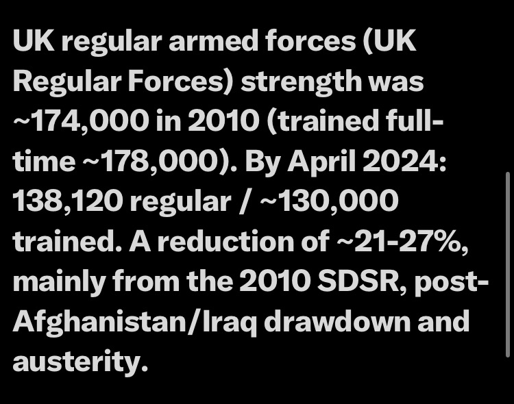 jdpoc's tweet photo. Tories are still desperately trying to claim that they 'back our armed forces'.

Here's a reminder of 14 years of the Tories decimation of our military capability, shredding of numbers, equipment, resources and budgets. https://t.co/BRqJ6bVzrv