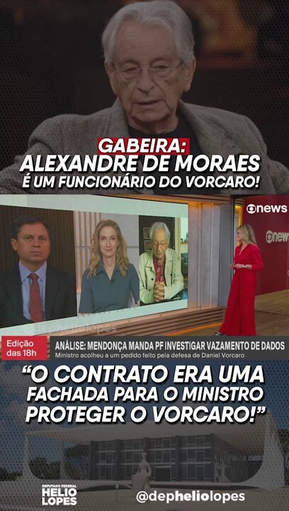 Gabeira detona Moraes e diz que ele era um funcionário de VORCARO.