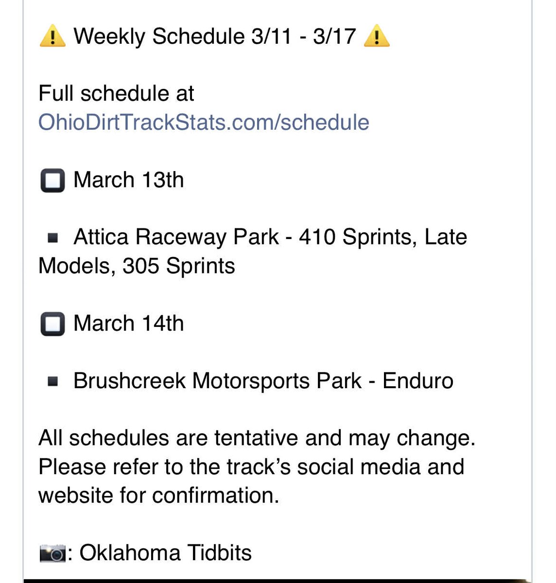Ohio Dirt Track Stats tweet media