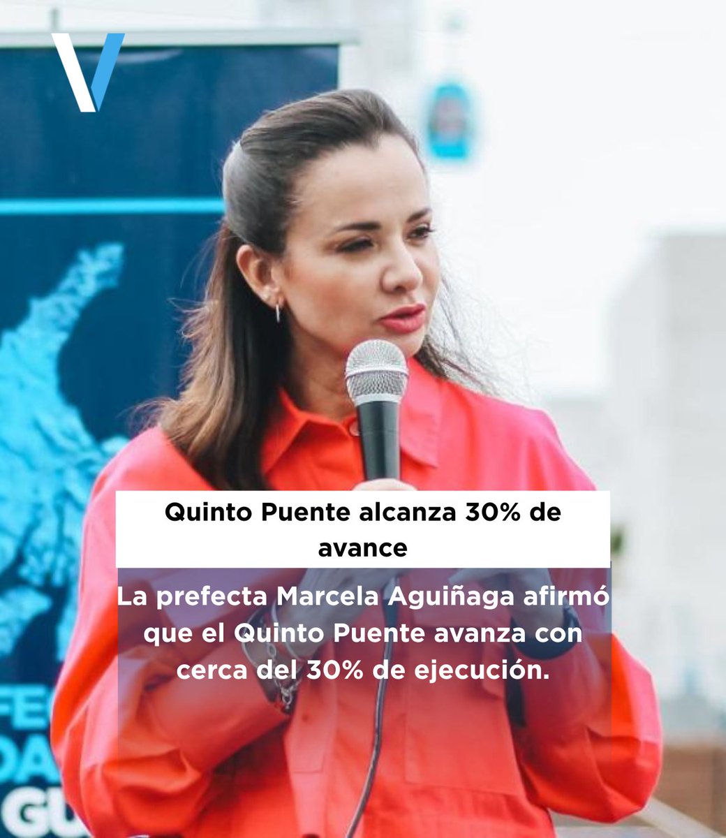 lavisionecu's tweet photo. 📎 La prefecta del Guayas, Marcela Aguiñaga, informó que la obra del Quinto Puente alcanza cerca del 30% de avance. La Prefectura ejecuta los tramos 4 y 5, mientras el Gobierno Nacional desarrolla los tramos 1, 2, 3 y el puente. https://t.co/YwcLXPlVKL