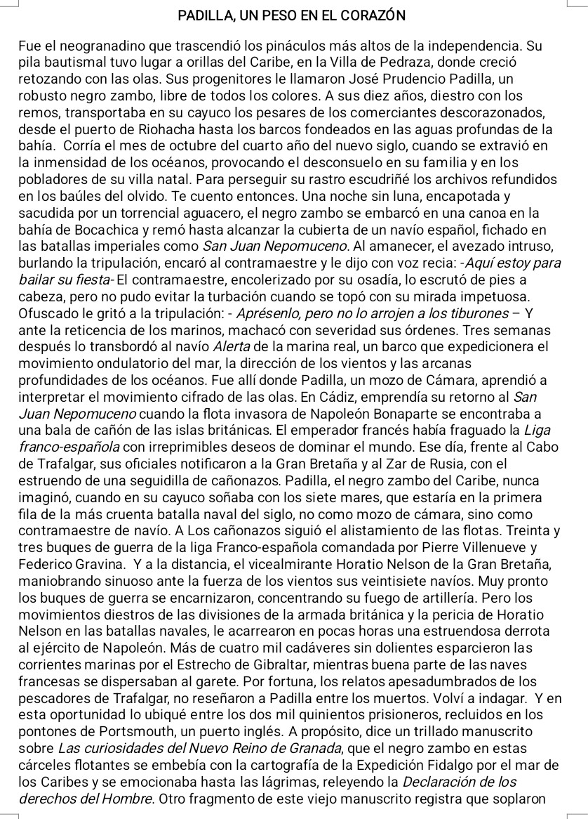 AroldoGuardiol4's tweet photo. El escritor Aroldo Guardiola Ibarra da a conocer su cuento histórico : PADILLA, UN PESO EN EL CORAZÓN,  cuento que  afirma, sin ufanarse, que es un LÉGITIMO aporte  para la comprensión   del capitulo de nuestra historia, recreado tambien por la pelicula  que actualnente se rueda, tiitulada  PADILLA. EL PAPEL DE LA DISCORDIA,   anunciada por las redes sociales. Como autor, los invita a leer su cuento  y a regalarle  un  comentario.