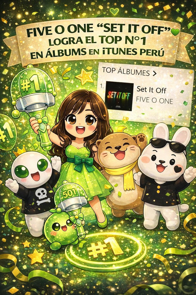 SS501PERUTS's tweet photo. 💚 ¡ALVERJITAS, LO LOGRAMOS! 💚

El álbum “SET IT OFF” de FIVE O ONE ha alcanzado el TOP N°1 en Álbums de iTunes Perú 🇵🇪✨

💚 Compra el álbum aquí:
🔗https://t.co/RxFaidaWSd

¡Gracias a todas las alverjitas que hicieron esto posible!
🐰 💚
@FIVEOONE_offcl
#FIVEOONE
#SS501 https://t.co/JjbWa72aCk