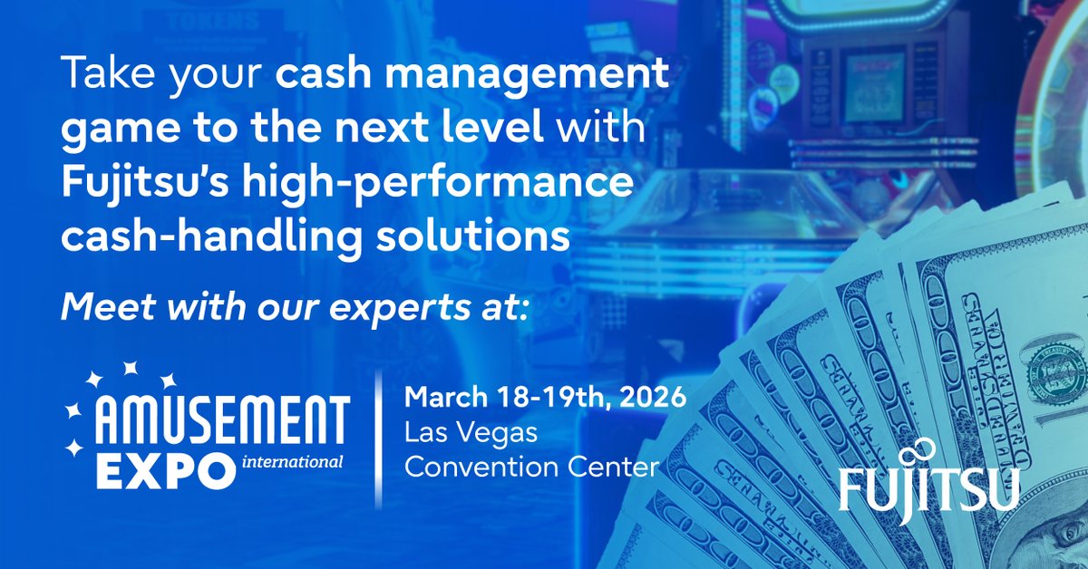 FujitsuFFNA's tweet photo. 🎢 💵 Connect with our experts at the 2026 Amusement Expo International to experience the power of automated cash handling.

✨⚙️ Our cash handling products deliver consistent quality, high-performance, &amp; advanced features needed to keep your cash management smooth &amp; secure. https://t.co/tZvq6s29UT