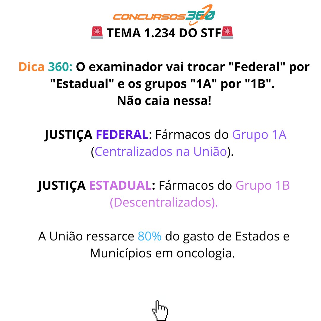 concursos360's tweet photo. 🚨 URGENTE: O Tema 1.234 do STF mudou! ⚖️💊

Acabou a dúvida sobre quem julga e quem paga a conta dos medicamentos oncológicos no SUS. Se você foca em DPE ou Procuradorias, esse post é obrigatório https://t.co/DurToccZ11