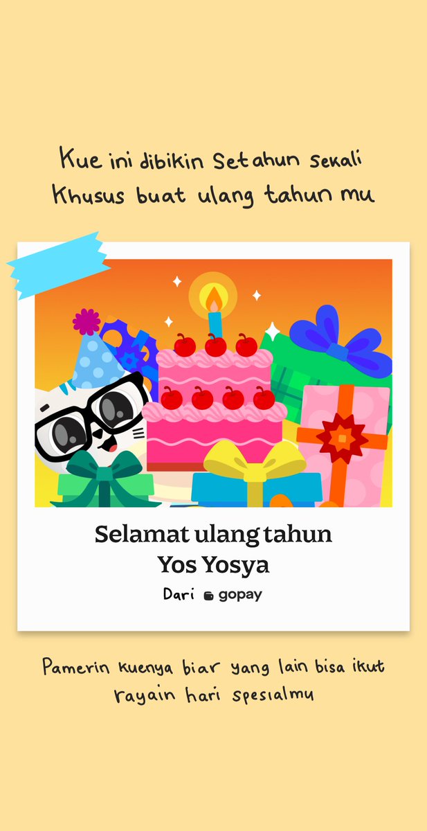 JoeYosya's tweet photo. GoPay inget ulang tahunku 😭🎂 Ulang tahunmu juga bisa dirayain kalau kamu udah verifikasi akun. Klik di sini buat dapet kue spesial pas ulang tahunmu 👉 https://t.co/PBGkAiNNqj https://t.co/xuFquPs4ZQ