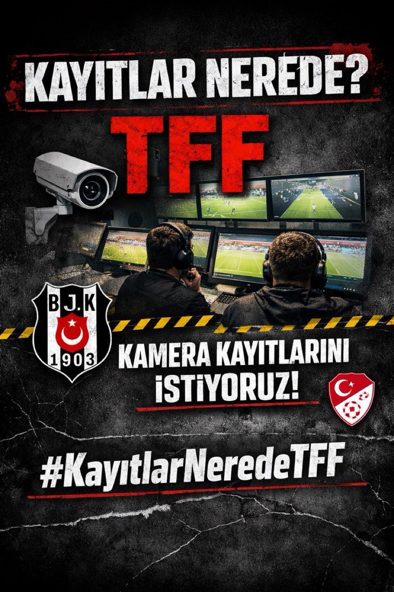 1903mardin's tweet photo. Beşiktaş taraftarı soruyor, camia soruyor, vicdan sahibi herkes soruyor:  

▪️O kayıtlar nerede?  
▪️Neden hâlâ açıklanmadı?  
▪️Neden şeffaflık yok?  
▪️Kime Hizmet Ediyorsunuz?

#KayıtlarNeredeTFF https://t.co/OJ6iCdFKKV